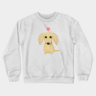 Cute Dog | Longhaired Cream Dachshund with Heart Crewneck Sweatshirt